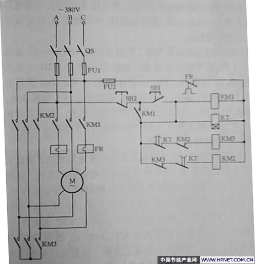 三个接触器实现星三角启动原理图